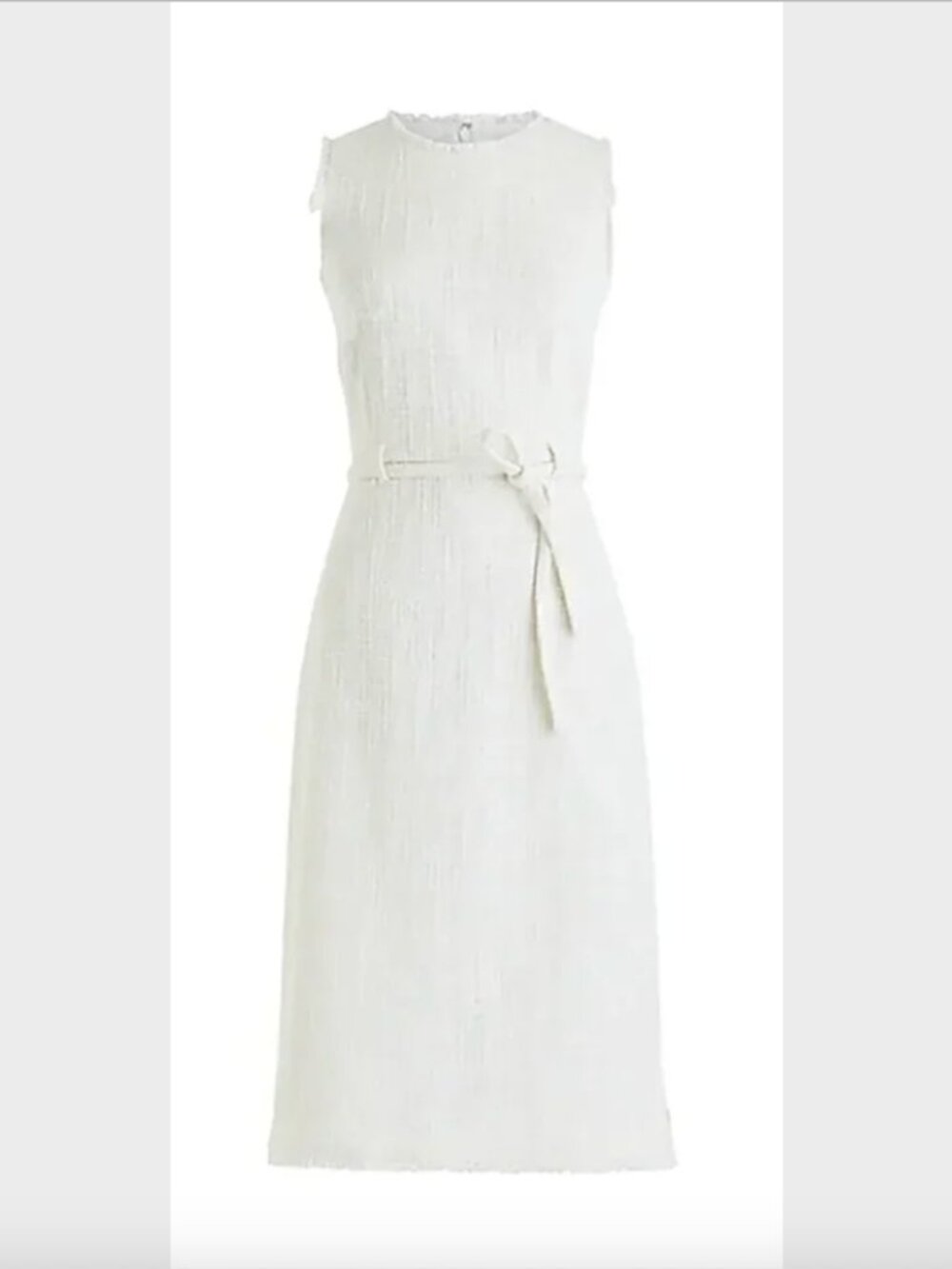 J. Crew White Belted Sheath Dress In Textured Tweed - Size 4 - Picture 2 of 14